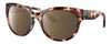 Profile View of Costa Del Mar Maya Designer Polarized Sunglasses with Custom Cut Amber Brown Lenses in Shiny Coral Pink Red Tortoise Havana Ladies Cat Eye Full Rim Acetate 55 mm