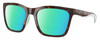 Profile View of Costa Del Mar Panga Designer Polarized Reading Sunglasses with Custom Cut Powered Green Mirror Lenses in Shiny Tortoise Havana White Seafoam Green Ladies Cat Eye Full Rim Acetate 56 mm