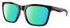 Profile View of Costa Del Mar Panga Designer Polarized Reading Sunglasses with Custom Cut Powered Green Mirror Lenses in Shiny Black Fuchsia Purple Ladies Cat Eye Full Rim Acetate 56 mm