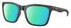 Profile View of Costa Del Mar Panga Designer Polarized Reading Sunglasses with Custom Cut Powered Green Mirror Lenses in Matte Gray Tortoise Havana Ladies Cat Eye Full Rim Acetate 56 mm