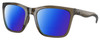 Profile View of Costa Del Mar Panga Designer Polarized Reading Sunglasses with Custom Cut Powered Blue Mirror Lenses in Shiny Taupe Gray Brown Crystal Ladies Cat Eye Full Rim Acetate 56 mm