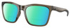 Profile View of Costa Del Mar Panga Designer Polarized Reading Sunglasses with Custom Cut Powered Green Mirror Lenses in Shiny Taupe Gray Brown Crystal Ladies Cat Eye Full Rim Acetate 56 mm