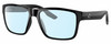 Profile View of Costa Del Mar Paunch Designer Blue Light Blocking Eyeglasses in Shiny Black Unisex Square Full Rim Acetate 57 mm