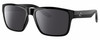 Profile View of Costa Del Mar Paunch Designer Polarized Sunglasses with Custom Cut Smoke Grey Lenses in Shiny Black Unisex Square Full Rim Acetate 57 mm
