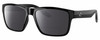 Profile View of Costa Del Mar Paunch Designer Polarized Reading Sunglasses with Custom Cut Powered Smoke Grey Lenses in Shiny Black Unisex Square Full Rim Acetate 57 mm