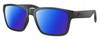 Profile View of Costa Del Mar Paunch Designer Polarized Reading Sunglasses with Custom Cut Powered Blue Mirror Lenses in Matte Smoke Gray Crystal Unisex Square Full Rim Acetate 57 mm