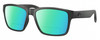 Profile View of Costa Del Mar Paunch Designer Polarized Reading Sunglasses with Custom Cut Powered Green Mirror Lenses in Matte Smoke Gray Crystal Unisex Square Full Rim Acetate 57 mm