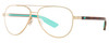 Profile View of Costa Del Mar Peli Designer Blue Light Blocking Eyeglasses in Brushed Gold Brown Tortoise Havana Turquoise Unisex Pilot Full Rim Metal 57 mm