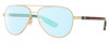 Profile View of Costa Del Mar Peli Designer Blue Light Blocking Eyeglasses in Brushed Gold Brown Tortoise Havana Turquoise Unisex Pilot Full Rim Metal 57 mm