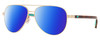 Profile View of Costa Del Mar Peli Designer Polarized Sunglasses with Custom Cut Blue Mirror Lenses in Brushed Gold Brown Tortoise Havana Turquoise Unisex Pilot Full Rim Metal 57 mm