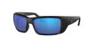 Close Up View of Costa Del Mar Permit Unisex Sunglasses in Black/Polarized Blue Mirror 580G 63 mm Alternate 1