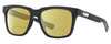 Profile View of Costa Del Mar Pescador Designer Polarized Reading Sunglasses with Custom Cut Powered Sun Flower Yellow Lenses in Matte Fishing Net Gray with Rubber Unisex Square Full Rim Acetate 55 mm