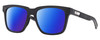 Profile View of Costa Del Mar Pescador Designer Polarized Reading Sunglasses with Custom Cut Powered Blue Mirror Lenses in Matte Fishing Net Gray with Rubber Unisex Square Full Rim Acetate 55 mm