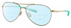 Profile View of Costa Del Mar Piper Designer Progressive Lens Blue Light Blocking Eyeglasses in Shiny Gold Turquoise Unisex Pilot Full Rim Metal 58 mm