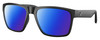 Profile View of Costa Del Mar Paunch XL Designer Polarized Reading Sunglasses with Custom Cut Powered Blue Mirror Lenses in Matte Black Unisex Square Full Rim Acetate 59 mm