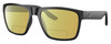 Profile View of Costa Del Mar Paunch XL Designer Polarized Reading Sunglasses with Custom Cut Powered Sun Flower Yellow Lenses in Matte Black Unisex Square Full Rim Acetate 59 mm