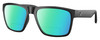 Profile View of Costa Del Mar Paunch XL Designer Polarized Reading Sunglasses with Custom Cut Powered Green Mirror Lenses in Matte Black Unisex Square Full Rim Acetate 59 mm