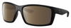 Profile View of Costa Del Mar Reefton Designer Polarized Sunglasses with Custom Cut Amber Brown Lenses in Matte Black Blackout Unisex Rectangular Full Rim Acetate 64 mm