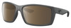 Profile View of Costa Del Mar Reefton Designer Polarized Sunglasses with Custom Cut Amber Brown Lenses in Matte Gray Black Unisex Rectangular Full Rim Acetate 64 mm