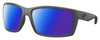 Profile View of Costa Del Mar Reefton Designer Polarized Reading Sunglasses with Custom Cut Powered Blue Mirror Lenses in Matte Gray Black Unisex Rectangular Full Rim Acetate 64 mm