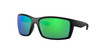 Close Up View of Costa Del Mar Reefton Unisex Sunglass in Black/Polarized Green Mirror 580P 64 mm Alternate 1