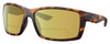 Profile View of Costa Del Mar Reefton Designer Polarized Reading Sunglasses with Custom Cut Powered Sun Flower Yellow Lenses in Matte Amber Brown Retro Tortoise Havana Unisex Rectangular Full Rim Acetate 64 mm