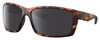 Profile View of Costa Del Mar Reefton Designer Polarized Reading Sunglasses with Custom Cut Powered Smoke Grey Lenses in Matte Amber Brown Retro Tortoise Havana Unisex Rectangular Full Rim Acetate 64 mm