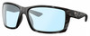 Profile View of Costa Del Mar Reefton Designer Blue Light Blocking Eyeglasses in Matte Gray Black Tiger Shark Unisex Rectangular Full Rim Acetate 64 mm