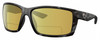 Profile View of Costa Del Mar Reefton Designer Polarized Reading Sunglasses with Custom Cut Powered Sun Flower Yellow Lenses in Matte Gray Black Tiger Shark Unisex Rectangular Full Rim Acetate 64 mm