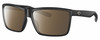 Profile View of Costa Del Mar Rinconcito Designer Polarized Sunglasses with Custom Cut Amber Brown Lenses in Matte Black Unisex Rectangular Full Rim Acetate 60 mm