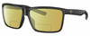Profile View of Costa Del Mar Rinconcito Designer Polarized Reading Sunglasses with Custom Cut Powered Sun Flower Yellow Lenses in Matte Black Unisex Rectangular Full Rim Acetate 60 mm