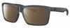 Profile View of Costa Del Mar Rinconcito Designer Polarized Reading Sunglasses with Custom Cut Powered Amber Brown Lenses in Matte Gray Unisex Rectangular Full Rim Acetate 60 mm