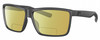 Profile View of Costa Del Mar Rinconcito Designer Polarized Reading Sunglasses with Custom Cut Powered Sun Flower Yellow Lenses in Matte Gray Unisex Rectangular Full Rim Acetate 60 mm