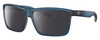 Profile View of Costa Del Mar Rinconcito Designer Polarized Sunglasses with Custom Cut Smoke Grey Lenses in Matte Atlantic Blue Unisex Rectangular Full Rim Acetate 60 mm