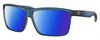 Profile View of Costa Del Mar Rinconcito Designer Polarized Sunglasses with Custom Cut Blue Mirror Lenses in Matte Atlantic Blue Unisex Rectangular Full Rim Acetate 60 mm