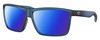 Profile View of Costa Del Mar Rinconcito Designer Polarized Reading Sunglasses with Custom Cut Powered Blue Mirror Lenses in Matte Atlantic Blue Unisex Rectangular Full Rim Acetate 60 mm