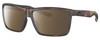 Profile View of Costa Del Mar Rinconcito Designer Polarized Sunglasses with Custom Cut Amber Brown Lenses in Matte Amber Brown Tortoise Havana Unisex Rectangular Full Rim Acetate 60 mm