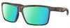 Profile View of Costa Del Mar Rinconcito Designer Polarized Reading Sunglasses with Custom Cut Powered Green Mirror Lenses in Matte Amber Brown Tortoise Havana Unisex Rectangular Full Rim Acetate 60 mm