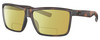 Profile View of Costa Del Mar Rinconcito Designer Polarized Reading Sunglasses with Custom Cut Powered Sun Flower Yellow Lenses in Matte Amber Brown Tortoise Havana Unisex Rectangular Full Rim Acetate 60 mm