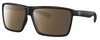 Profile View of Costa Del Mar Rincon Designer Polarized Sunglasses with Custom Cut Amber Brown Lenses in Matte Black Unisex Square Full Rim Acetate 63 mm