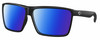 Profile View of Costa Del Mar Rincon Designer Polarized Sunglasses with Custom Cut Blue Mirror Lenses in Matte Black Unisex Square Full Rim Acetate 63 mm