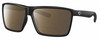 Profile View of Costa Del Mar Rincon Designer Polarized Reading Sunglasses with Custom Cut Powered Amber Brown Lenses in Matte Black Unisex Square Full Rim Acetate 63 mm