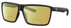 Profile View of Costa Del Mar Rincon Designer Polarized Reading Sunglasses with Custom Cut Powered Sun Flower Yellow Lenses in Matte Black Unisex Square Full Rim Acetate 63 mm