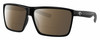 Profile View of Costa Del Mar Rincon Designer Polarized Reading Sunglasses with Custom Cut Powered Amber Brown Lenses in Shiny Black Unisex Square Full Rim Acetate 63 mm