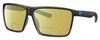 Profile View of Costa Del Mar Rincon Designer Polarized Reading Sunglasses with Custom Cut Powered Sun Flower Yellow Lenses in Matte Black Smoke Gray Crystal Stripes Fade Unisex Square Full Rim Acetate 63 mm