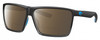 Profile View of Costa Del Mar Rincon Designer Polarized Reading Sunglasses with Custom Cut Powered Amber Brown Lenses in Matte Black Smoke Gray Crystal Stripes Fade Unisex Square Full Rim Acetate 63 mm
