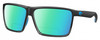 Profile View of Costa Del Mar Rincon Designer Polarized Reading Sunglasses with Custom Cut Powered Green Mirror Lenses in Matte Black Smoke Gray Crystal Stripes Fade Unisex Square Full Rim Acetate 63 mm