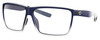 Profile View of Costa Del Mar Rincon Designer Reading Eye Glasses in Matte Denim Blue Clear Crystal Fade Unisex Square Full Rim Acetate 63 mm