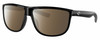 Profile View of Costa Del Mar RINCONDO Designer Polarized Sunglasses with Custom Cut Amber Brown Lenses in Shiny Black Unisex Panthos Full Rim Acetate 61 mm