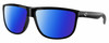 Profile View of Costa Del Mar RINCONDO Designer Polarized Sunglasses with Custom Cut Blue Mirror Lenses in Shiny Black Unisex Panthos Full Rim Acetate 61 mm